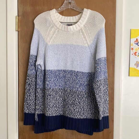 Aerie Large Knit Color Block Crew Neck Sweater - Picture 1 of 8